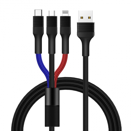 3 в 1 дизайн многофункциональный кабель прочный и гибкий USB-кабель для зарядки 