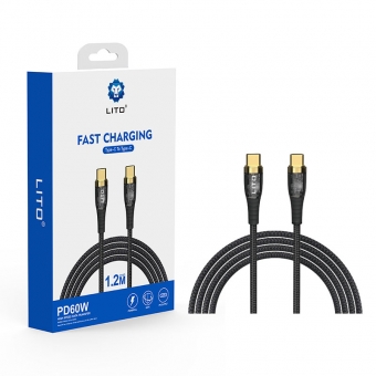 Лучшие Оптовый тканый кабель для зарядки данных LITO Fast Charge PD типа C 60 Вт
     для продажи