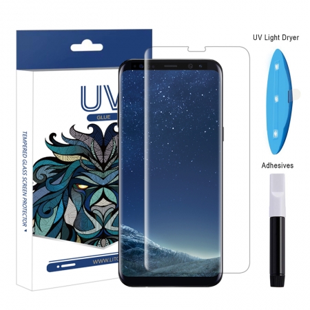 Samsung Galaxy S8 Plus Uv Light Полный клей для закаленного стекла Защитная пленка для экрана 