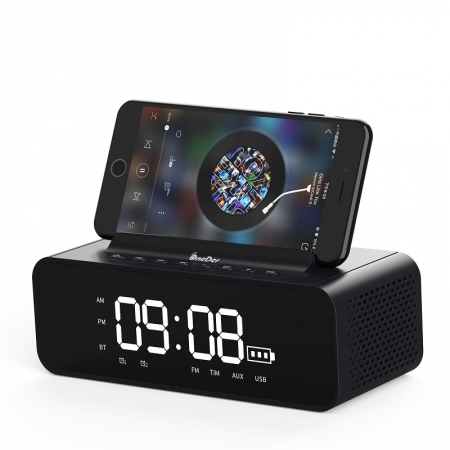 OneDer V06 Многофункциональный двойной будильник со светодиодным дисплеем и беспроводным Bluetooth-динамиком 