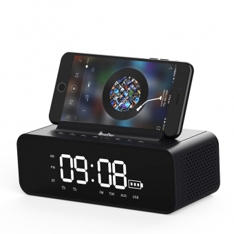 Лучшие OneDer V06 Многофункциональный двойной будильник со светодиодным дисплеем и беспроводным Bluetooth-динамиком для продажи