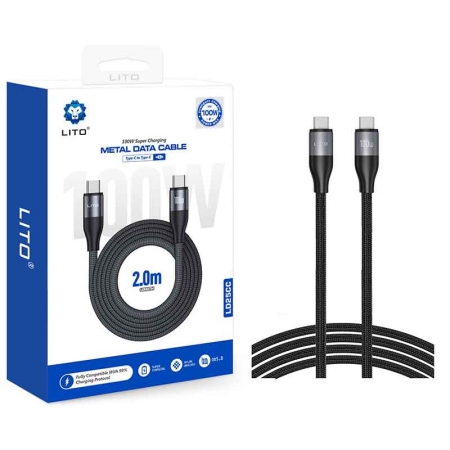 LITO LD25 2 м 100 Вт USB-C - USB-C плетеный зарядный кабель 