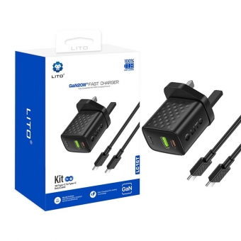 Лучшие Быстрое зарядное устройство LITO LC16 GaN 20 Вт с USB-C и USB-A для продажи