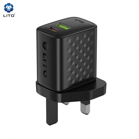 Быстрое зарядное устройство LITO LC16 GaN 20 Вт с USB-C и USB-A 