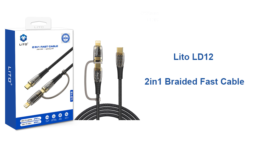 Lito LD12 Тип C Lightning 2 в 1 Crystal Fast Charge Cable