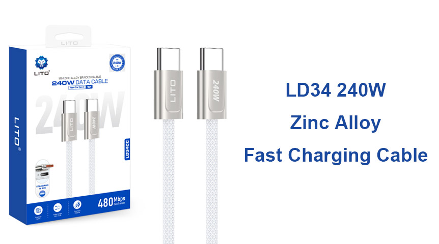 Кабель для быстрой зарядки LITO LD34 240W Fast Charing Cable заряжает ваш ноутбук, планшет, телефон