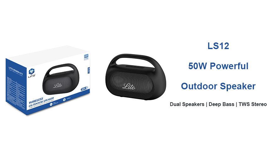 Беспроводная уличная колонка Lito LS12 мощностью 50 Вт с мощным звуком для любой вечеринки на открытом воздухе.